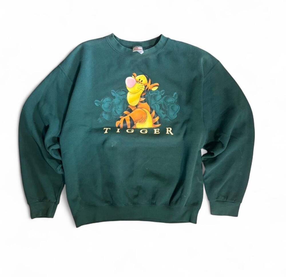 Vintage Y2K Disney Store Tigger Sweatshirt - Pine Green, Size XL